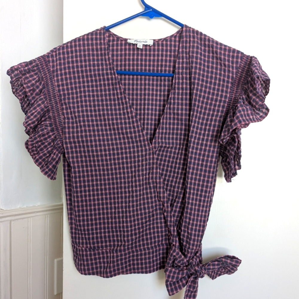 Madewell Plaid Wrap Top